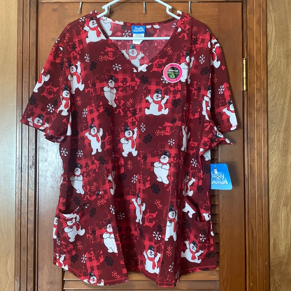 Christmas Scrub Top Frosty the Snowman